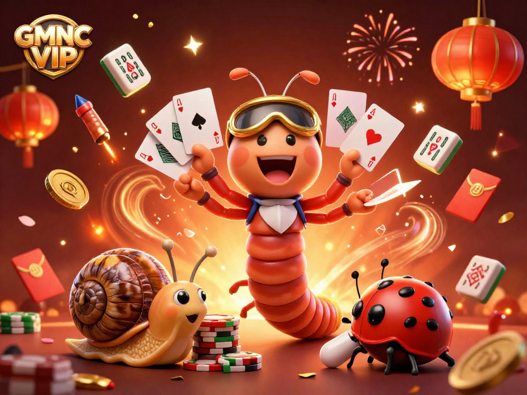 Engage in thrilling gaming with GMNC VIP's colorful 3D illustration of a vibrant casino scene.