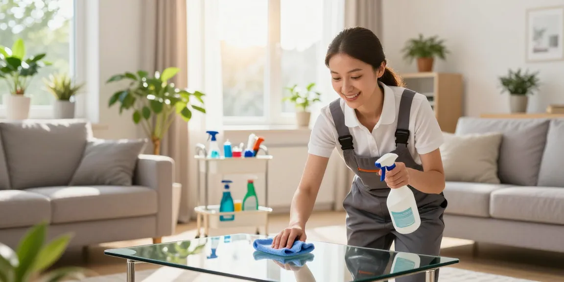 Professional cleaner demonstrating eco-friendly cleaning solutions for homes, showcasing reinigungsunternehmen bern expertise.