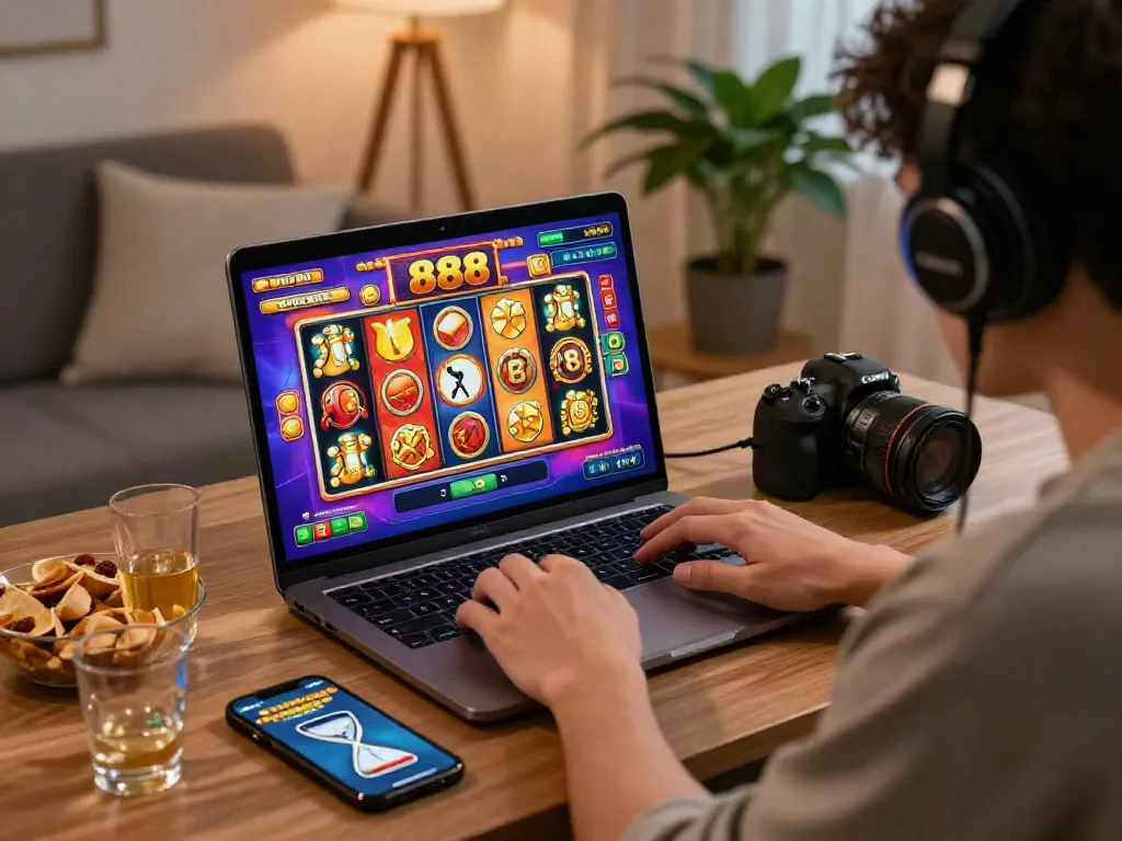Engaging user playing slot88 in a vibrant online casino setting.