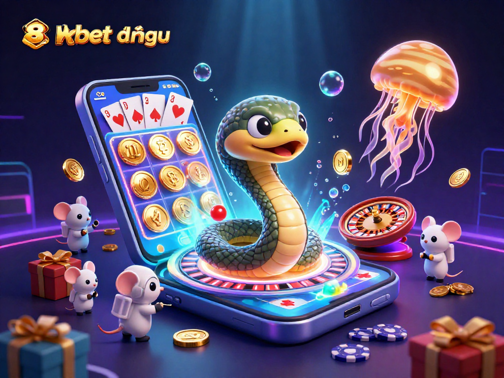 Experience exciting gaming action at 8xbet đăng nhập with vibrant slots, roulette, and dynamic characters in a cosmic casino setting.