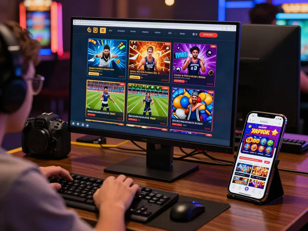 Interactive gaming experience at https://sky88tg.com/ highlighting vibrant user interface and diverse gaming options.