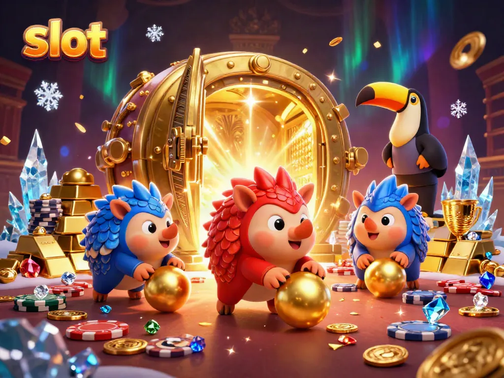 Engage in exciting slot games with lively pangolins bowling through casino treasures.