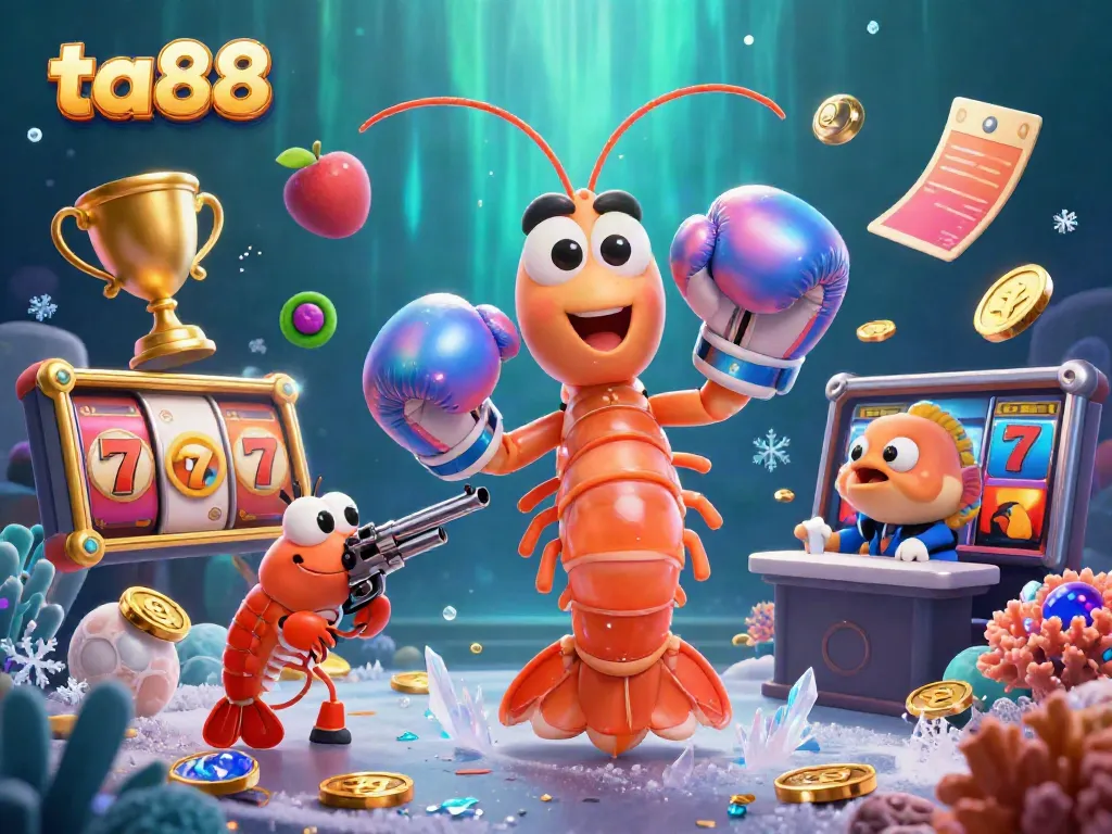 Experience ta88 with exciting slot reels and vibrant game elements in an engaging 3D scene.