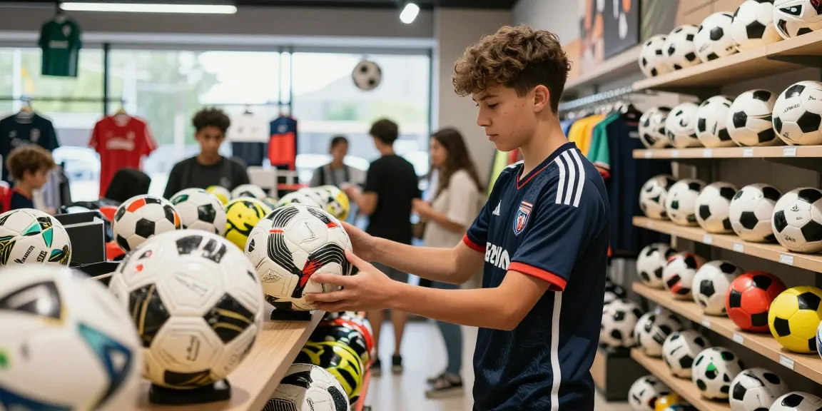Besucher im Fußball Shop Deutschland wählen hochwertigen Fußball aus vielfältigen Optionen.