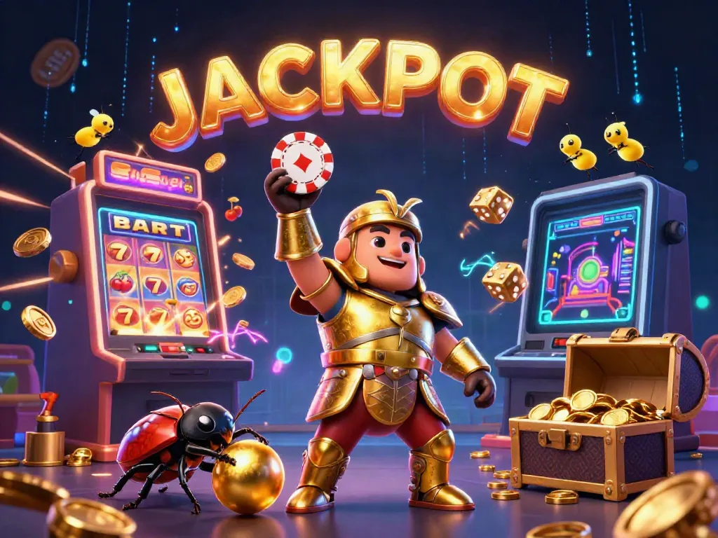 Experience the thrill of jackpot wins with dynamic slot-themed characters in vibrant 3D.