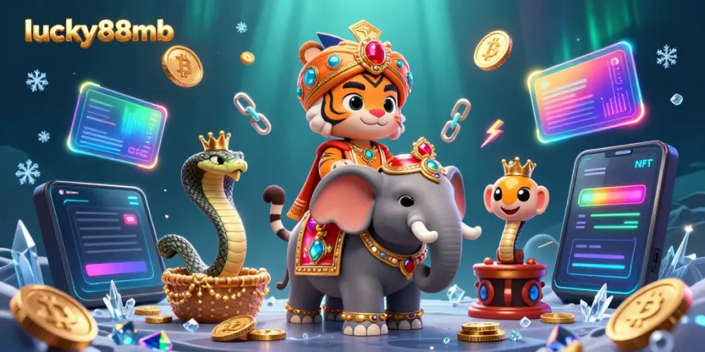 Engage with exciting games and features at lucky88mb, illustrated in a vibrant adventurous scene.