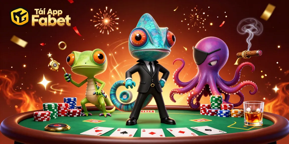 Tải App Fabet and join an exciting poker game featuring colorful chips and powerful characters.