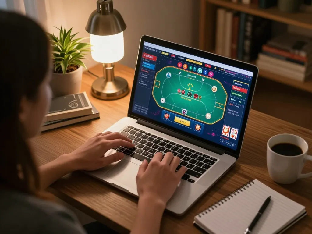 Player immersed in online casino gameplay on trang chủ 98win featuring animated poker interface