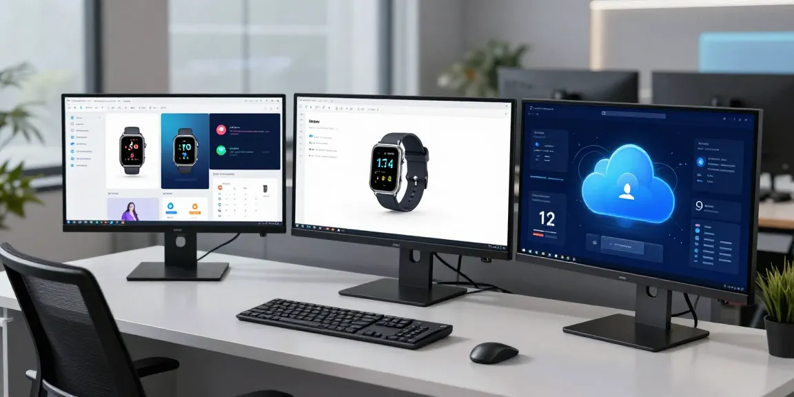 Fitness-Tracker im Test: Innovative Technologien zur Analyse von Fitnessdaten in einem modernen Entwicklerbüro.