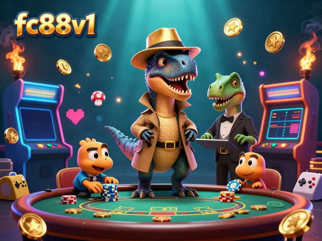 Engage with fc88v1 at a vibrant blackjack table featuring a clever velociraptor in disguise.