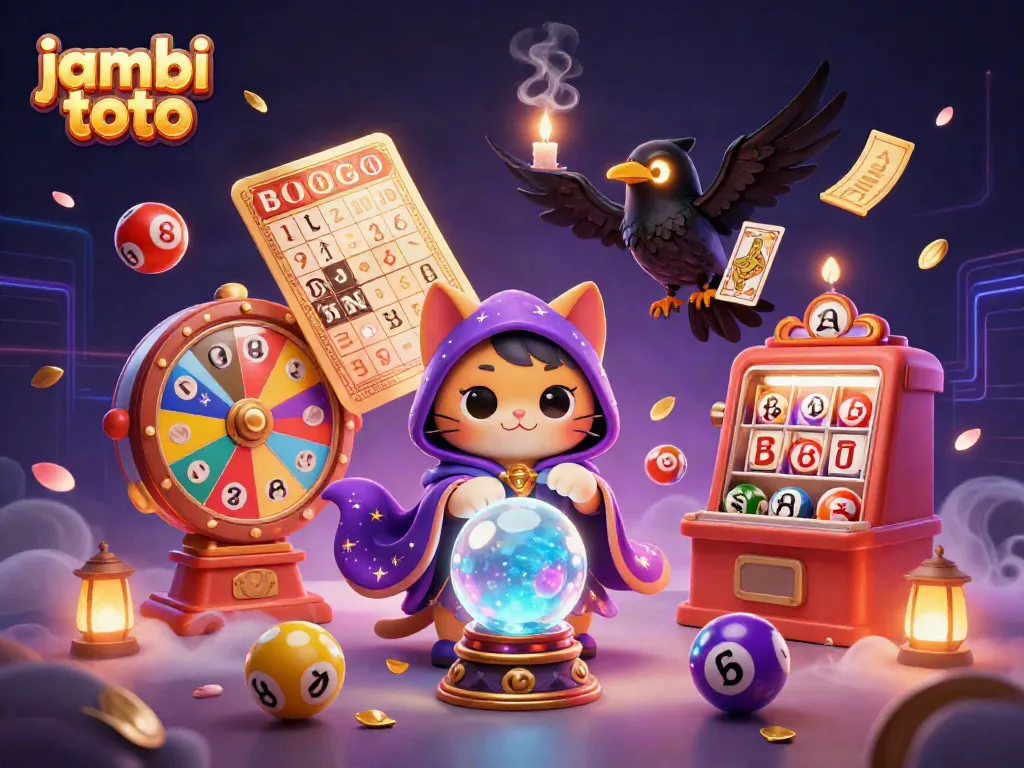 Play and win with jambi toto in a vibrant lottery scene featuring mystic characters and dynamic game elements.