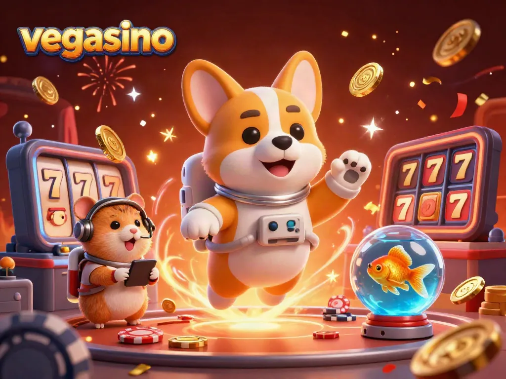 Experience winning excitement at vegasino with our vibrant 3D casino illustration showcasing fun characters and engaging elements.