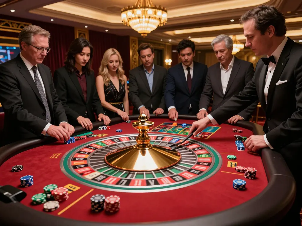 Players place bets at the roulette table in an exciting gaming moment at https://go8.onl/ casino.