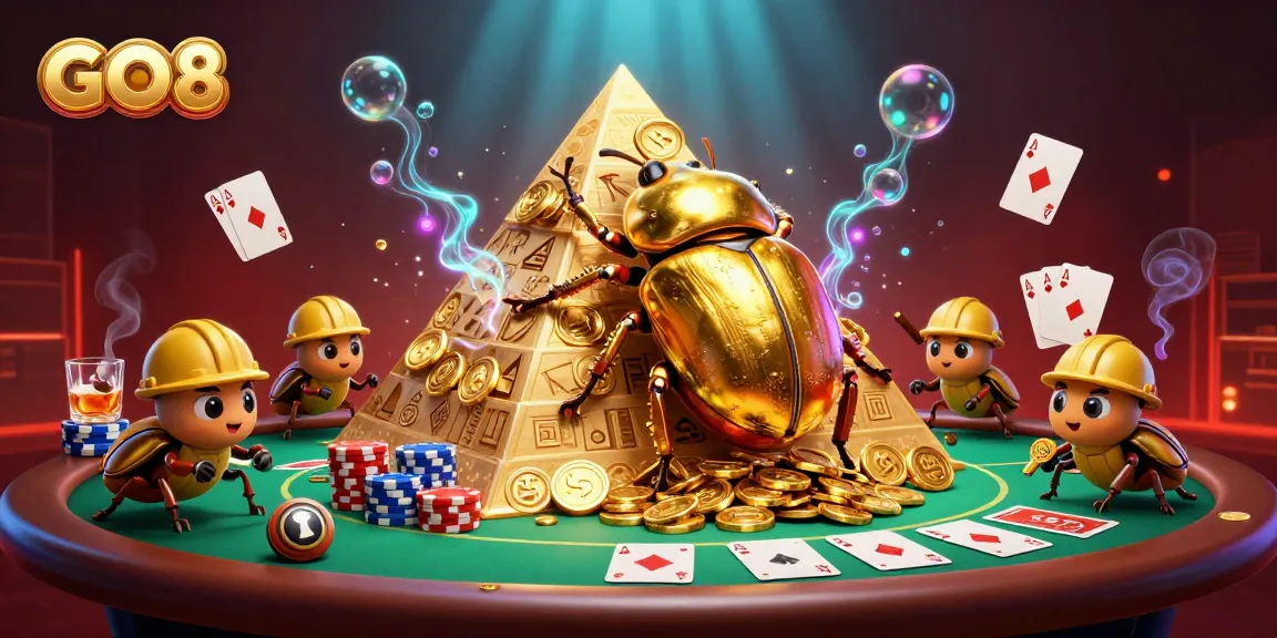 Experience immersive gaming with GO8 in vibrant casino-themed 3D illustration.