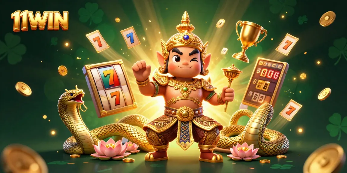 Spin the reels for a chance to win big at 11WIN with vibrant card symbols and golden elements.