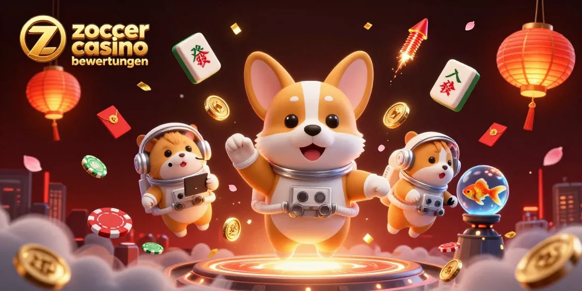 Experience the excitement of Zoccer Casino Bewertungen with playful characters in a vibrant casino scene.