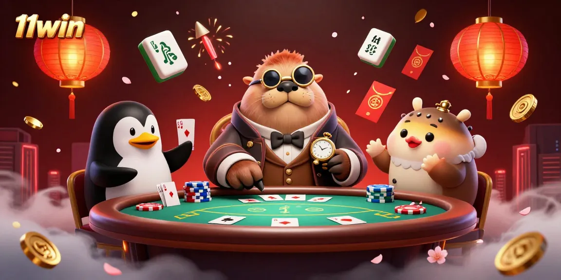 Join the excitement with 11win's underwater poker game featuring vibrant characters and dynamic elements.