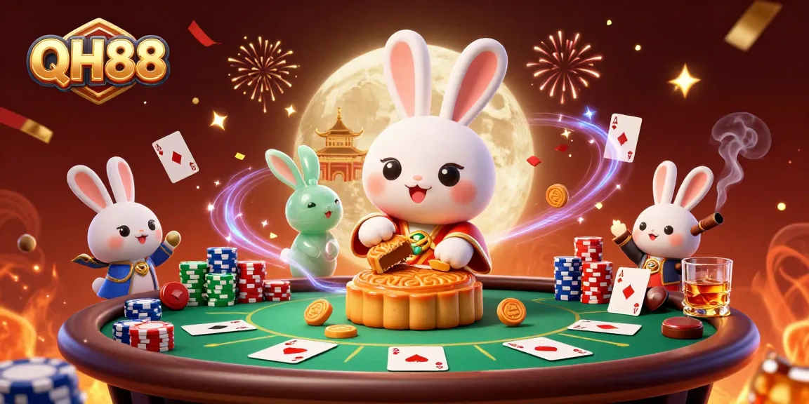 Experience the excitement of QH88 casino gaming with vibrant characters and rich poker elements.